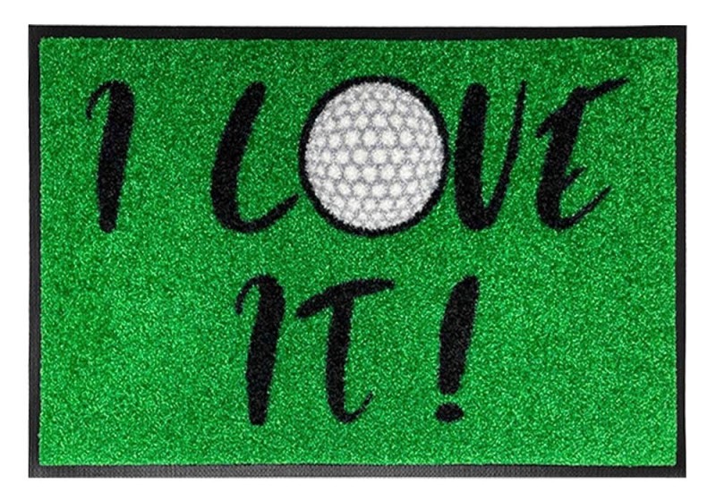 Tapis Entree Sport I Love Golf Vert Lavable Fibredouce Com Coloris Vert 6 Dimensions 60 X 40 Cm