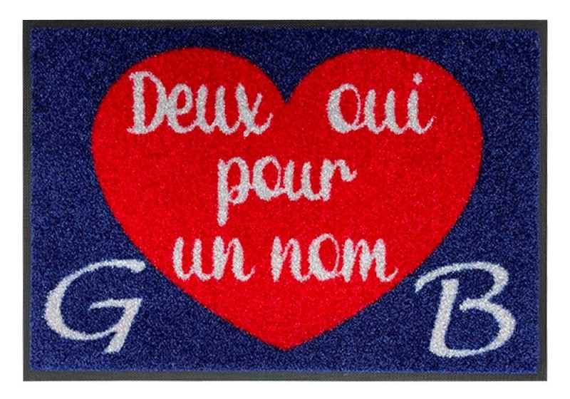 Tapis entrée, Amour, Cœur Personnalisable Lavable Dimensions 60 x 40